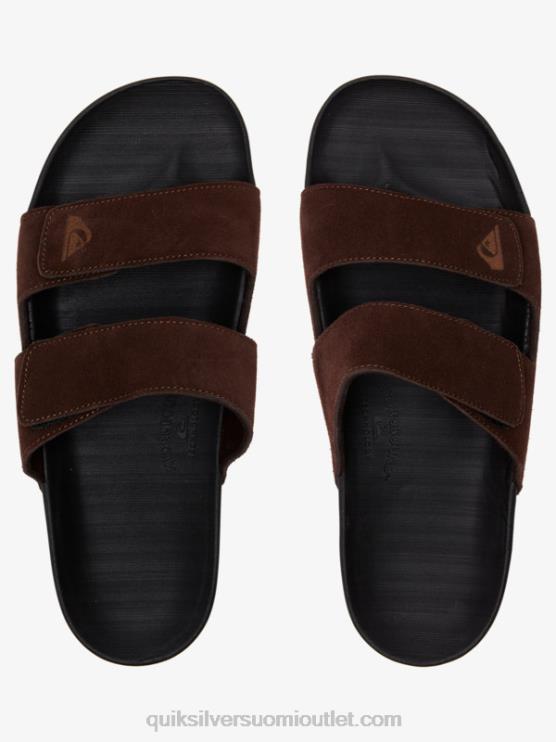 Quiksilver D6JJ1287 miehet ruskea/musta rivi nahka kaksinkertaisesti säädettävä sandaalit