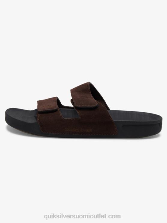 Quiksilver D6JJ1287 miehet ruskea/musta rivi nahka kaksinkertaisesti säädettävä sandaalit