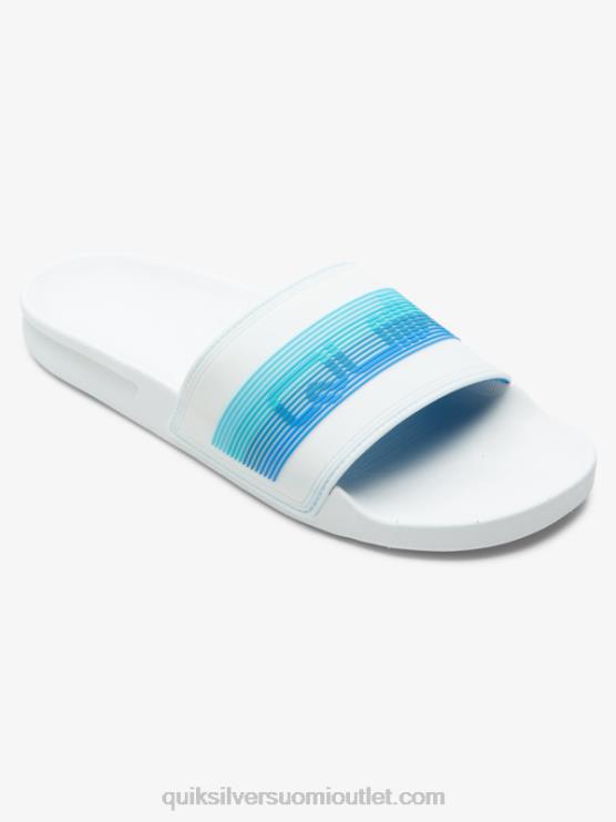 Quiksilver D6JJ686 miehet valkoinen/sininen rivi sanamerkki liukusäädin sandaalit