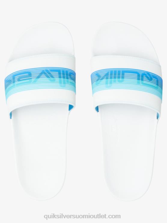 Quiksilver D6JJ686 miehet valkoinen/sininen rivi sanamerkki liukusäädin sandaalit