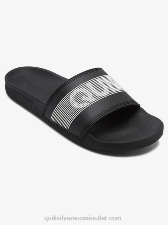 Quiksilver D6JJ689 miehet musta valkoinen rivi sanamerkki liukusäädin sandaalit