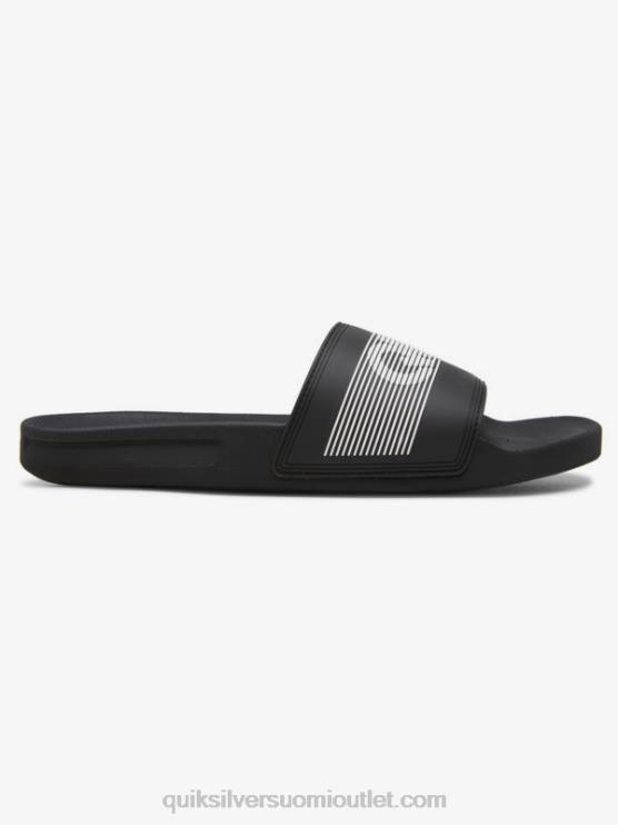 Quiksilver D6JJ689 miehet musta valkoinen rivi sanamerkki liukusäädin sandaalit