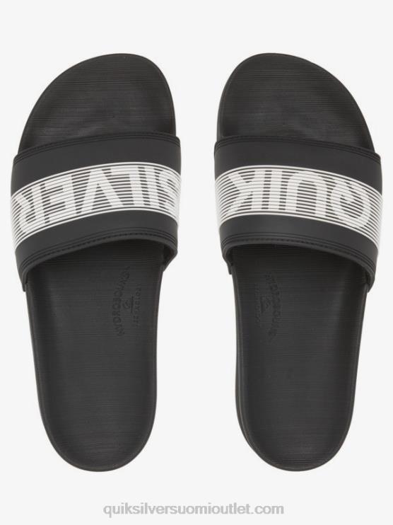 Quiksilver D6JJ689 miehet musta valkoinen rivi sanamerkki liukusäädin sandaalit
