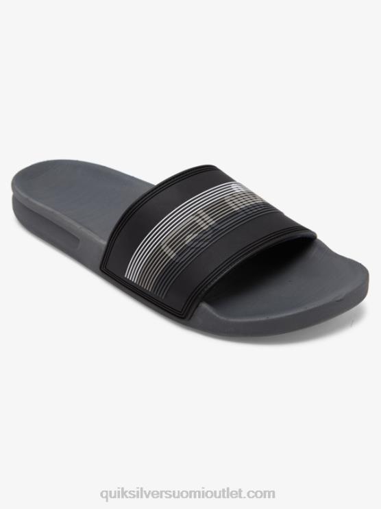 Quiksilver D6JJ690 miehet musta/harmaa rivi sanamerkki liukusäädin sandaalit