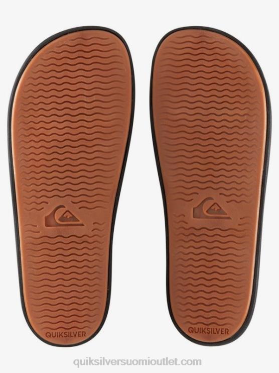 Quiksilver D6JJ693 miehet musta/oranssi/sininen rivi sanamerkki liukusäädin sandaalit
