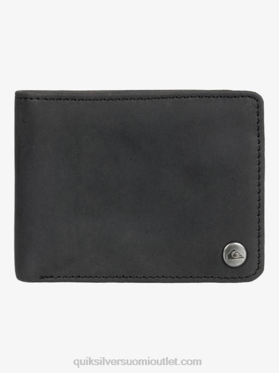 Quiksilver D6JJ1221 miehet musta mac kolminkertainen nahkalompakko