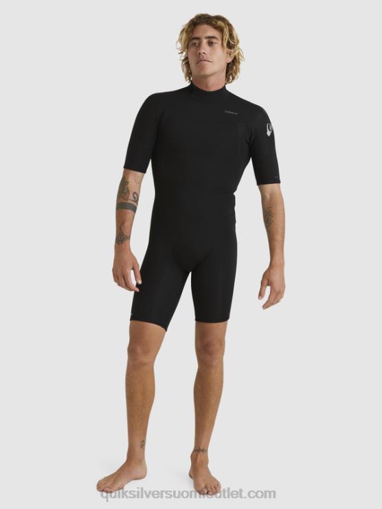 Quiksilver D6JJ1432 miehet musta 2/2 mm:n arkikäyttöinen lyhythihainen vetoketjullinen jousipuku