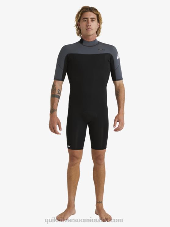 Quiksilver D6JJ1433 miehet musta/ase metalli 2/2 mm:n arkikäyttöinen lyhythihainen vetoketjullinen jousipuku