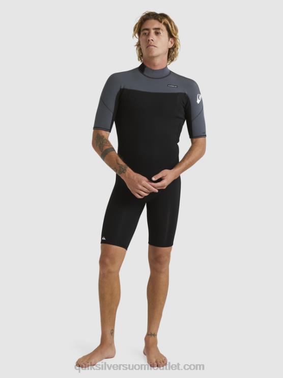 Quiksilver D6JJ1433 miehet musta/ase metalli 2/2 mm:n arkikäyttöinen lyhythihainen vetoketjullinen jousipuku
