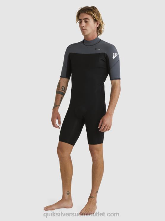 Quiksilver D6JJ1433 miehet musta/ase metalli 2/2 mm:n arkikäyttöinen lyhythihainen vetoketjullinen jousipuku
