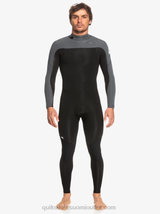 Quiksilver D6JJ926 miehet musta/ase metalli 3/2 päivittäistä käyttökertaa, selkävetoketjullinen märkäpuku