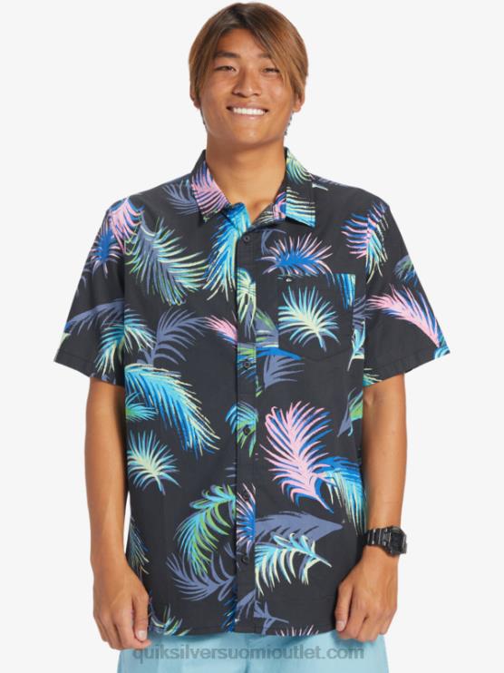 Quiksilver D6JJ551 miehet musta trooppinen häiriö Trooppinen glitch lyhythihainen paita