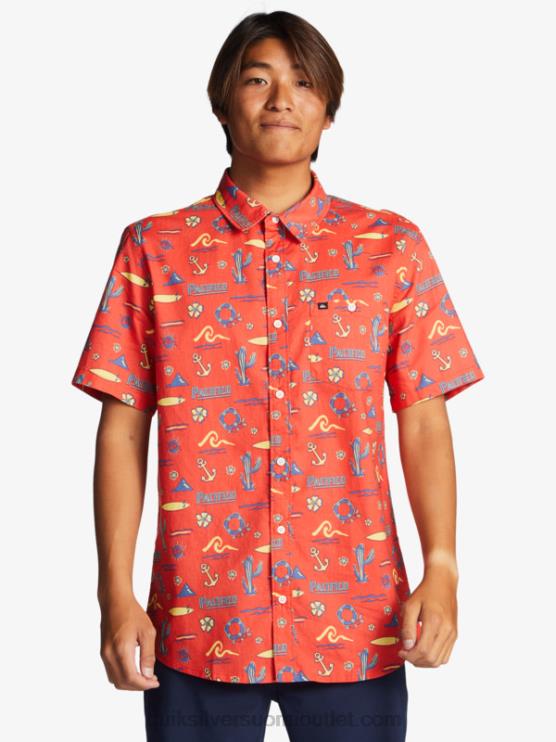 Quiksilver x Pacifico D6JJ16 miehet punainen pacifico quiksilver lyhythihainen paita