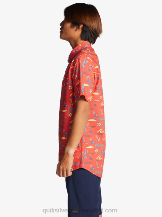 Quiksilver x Pacifico D6JJ16 miehet punainen pacifico quiksilver lyhythihainen paita