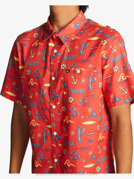 Quiksilver x Pacifico D6JJ16 miehet punainen pacifico quiksilver lyhythihainen paita