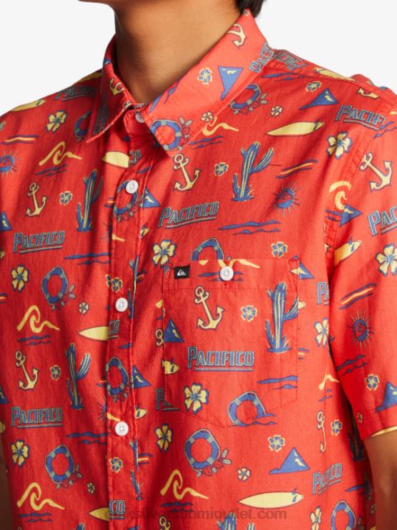 Quiksilver x Pacifico D6JJ16 miehet punainen pacifico quiksilver lyhythihainen paita