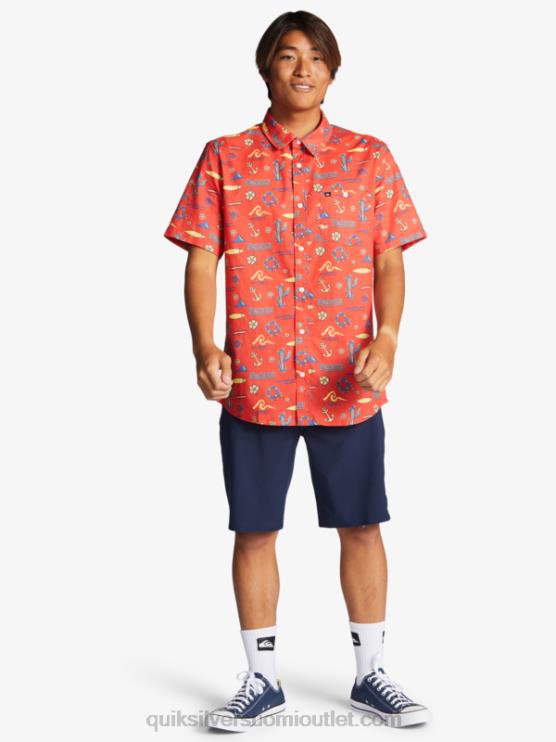 Quiksilver x Pacifico D6JJ16 miehet punainen pacifico quiksilver lyhythihainen paita