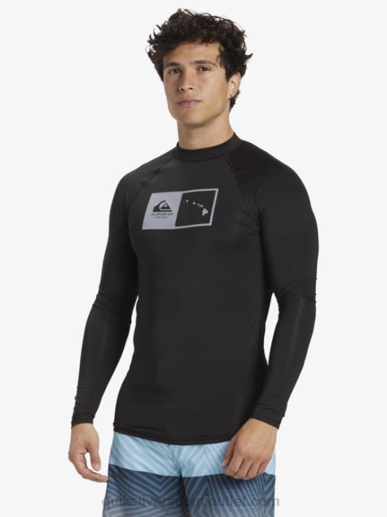 Quiksilver D6JJ1105 miehet musta hawaii double down upf 50 pitkähihainen surffipaita