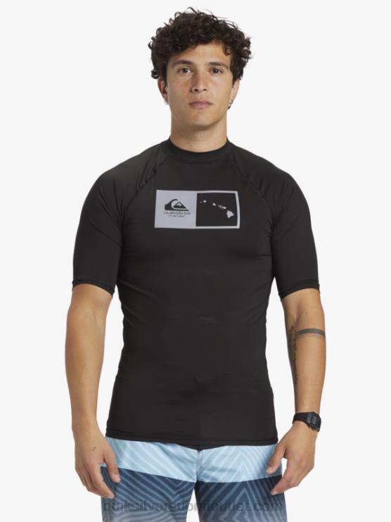 Quiksilver D6JJ1170 miehet musta hawaii double down upf 50 lyhythihainen surffipaita