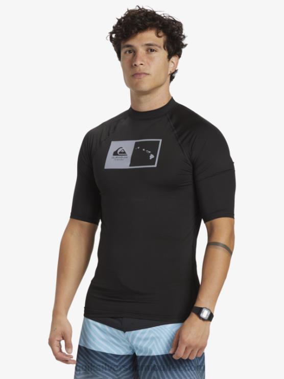 Quiksilver D6JJ1170 miehet musta hawaii double down upf 50 lyhythihainen surffipaita