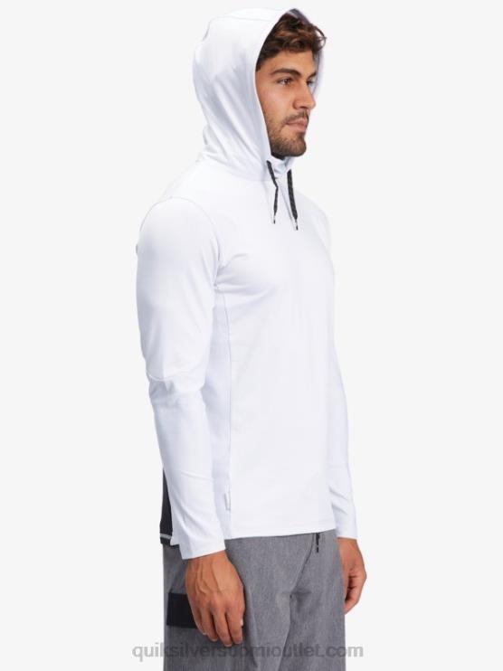 Quiksilver D6JJ1850 miehet valkoinen Waterman onkija hupullinen pitkähihainen upf 50 surffit-paita