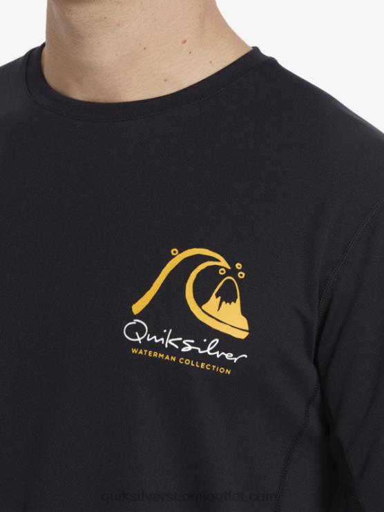 Quiksilver D6JJ261 miehet musta waterman bamboo check 2 upf 50 pitkähihainen surffauspaita