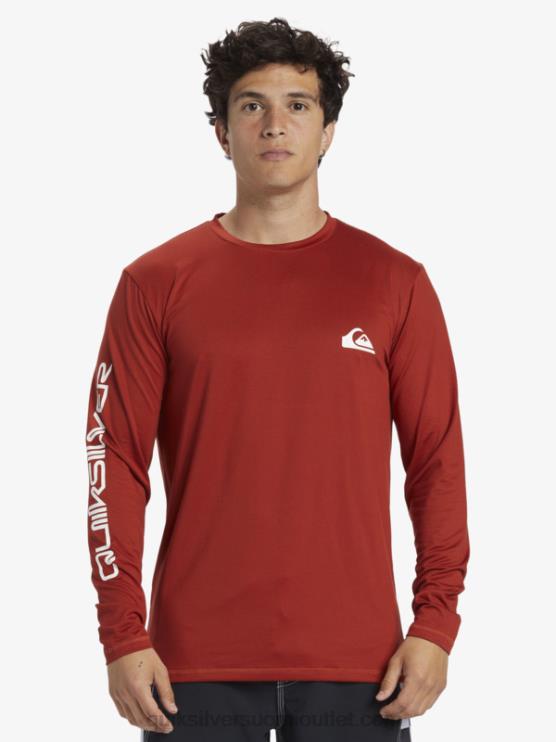 Quiksilver D6JJ403 miehet punainen okra omni session pitkähihainen upf 50 surffit-paita