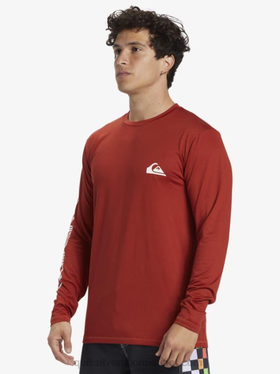 Quiksilver D6JJ403 miehet punainen okra omni session pitkähihainen upf 50 surffit-paita