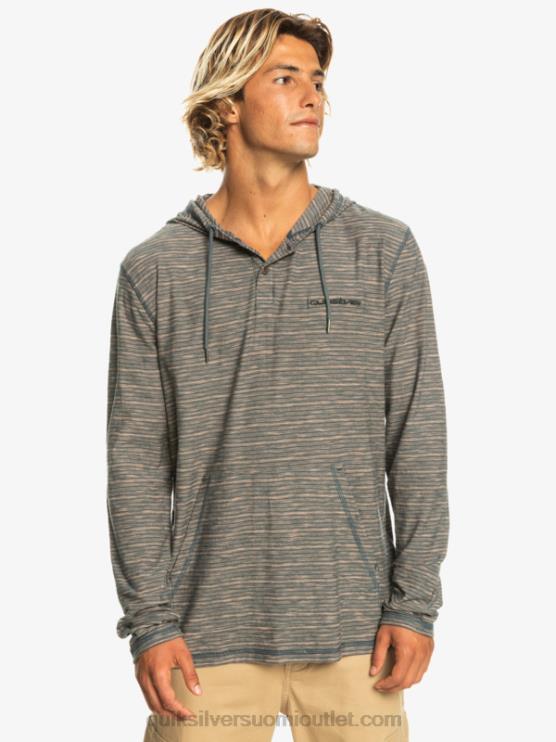 Quiksilver D6JJ1353 miehet tumma liuskekivi kentin kentin pitkähihainen hupullinen t-paita