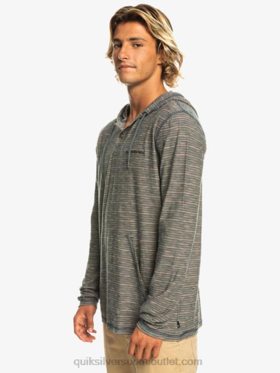 Quiksilver D6JJ1353 miehet tumma liuskekivi kentin kentin pitkähihainen hupullinen t-paita