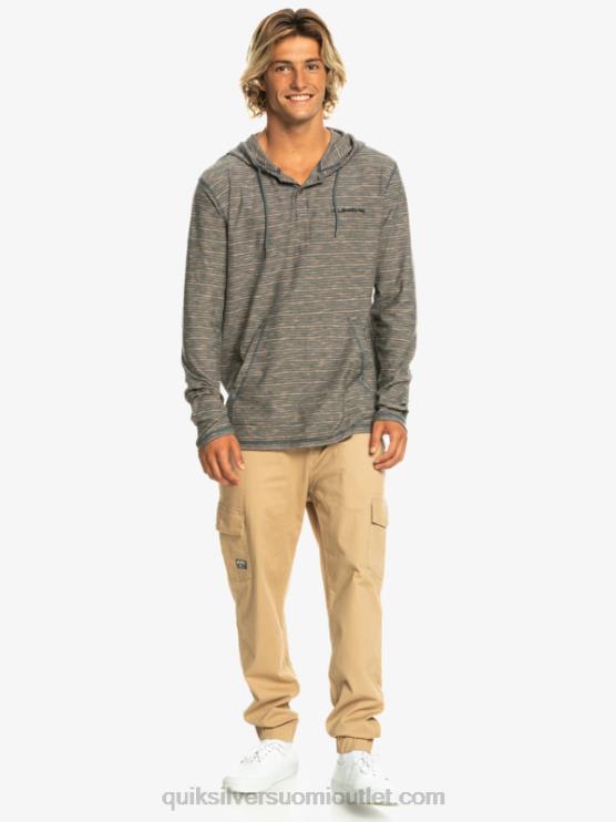 Quiksilver D6JJ1353 miehet tumma liuskekivi kentin kentin pitkähihainen hupullinen t-paita