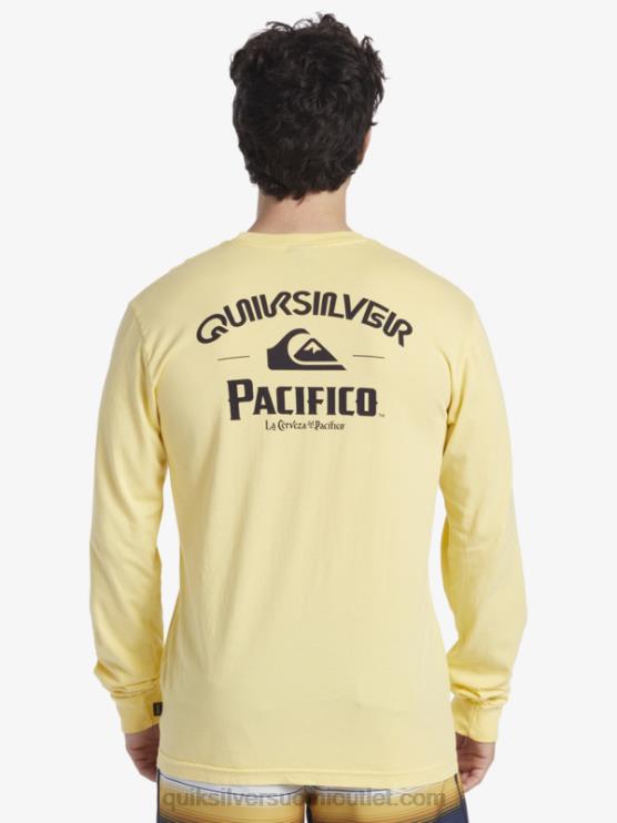 Quiksilver x Pacifico D6JJ5 miehet kulta suora ampuja pitkähihainen t-paita