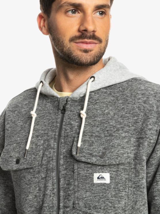 Quiksilver D6JJ1472 miehet tummanharmaa kanerva super swell hupullinen fleece vetoketjullinen takki