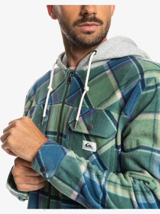 Quiksilver D6JJ1473 miehet Provincial sininen flanellipedi super swell hupullinen fleece vetoketjullinen takki
