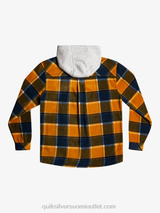 Quiksilver D6JJ1474 miehet buck ruskea flanelli ruudullinen super swell hupullinen fleece vetoketjullinen takki