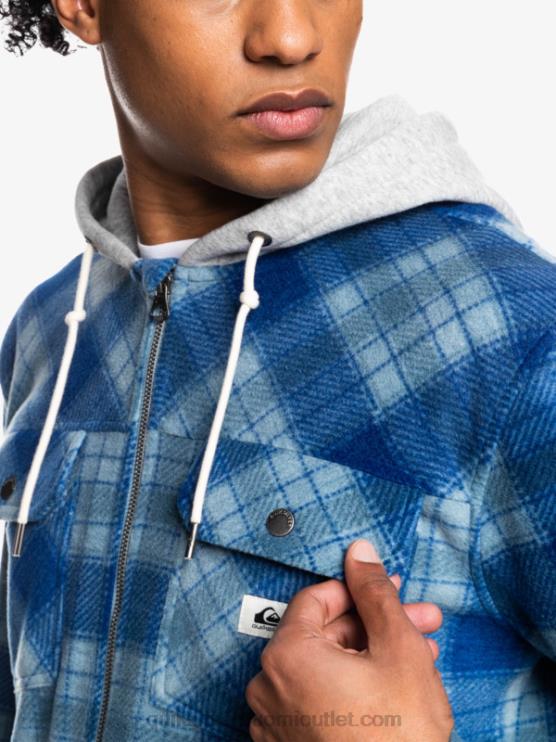 Quiksilver D6JJ1475 miehet sodaliitinsininen superruudullinen super swell hupullinen fleece vetoketjullinen takki