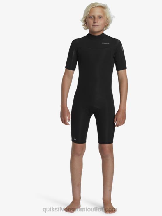 Quiksilver D6JJ2040 pojat musta 8-16 2/2mm arkikäyttöinen lyhythihainen vetoketjullinen jousipuku