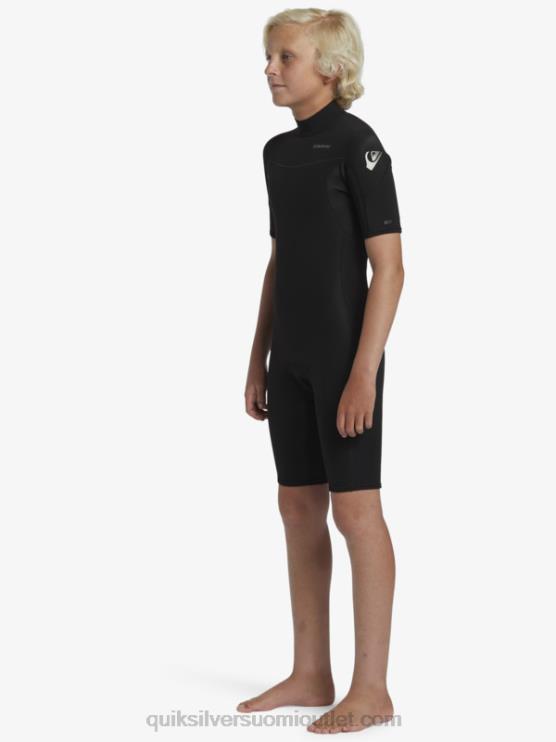 Quiksilver D6JJ2040 pojat musta 8-16 2/2mm arkikäyttöinen lyhythihainen vetoketjullinen jousipuku
