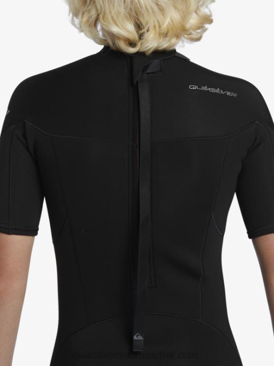 Quiksilver D6JJ2040 pojat musta 8-16 2/2mm arkikäyttöinen lyhythihainen vetoketjullinen jousipuku