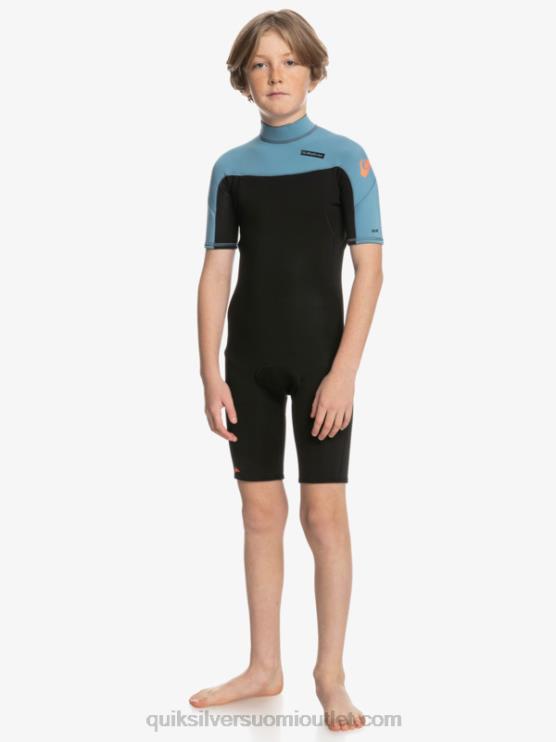 Quiksilver D6JJ2041 pojat musta/maakunnansininen 8-16 2/2mm arkikäyttöinen lyhythihainen vetoketjullinen jousipuku