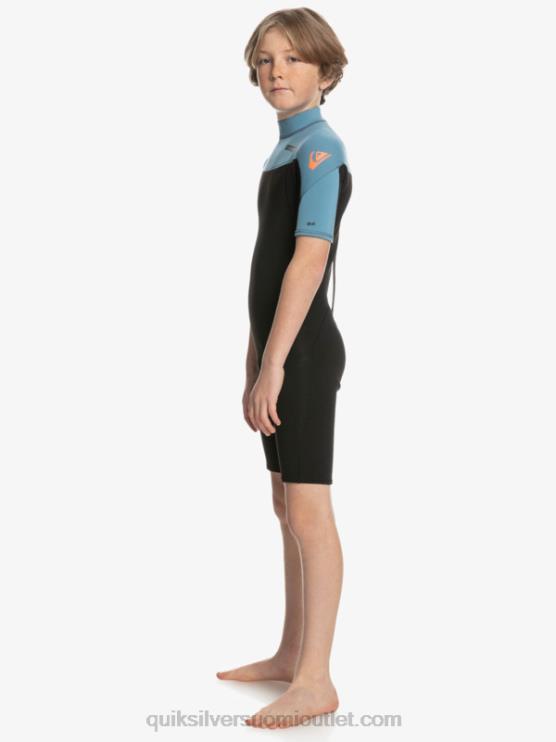 Quiksilver D6JJ2041 pojat musta/maakunnansininen 8-16 2/2mm arkikäyttöinen lyhythihainen vetoketjullinen jousipuku
