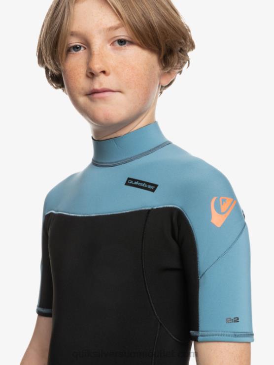 Quiksilver D6JJ2041 pojat musta/maakunnansininen 8-16 2/2mm arkikäyttöinen lyhythihainen vetoketjullinen jousipuku